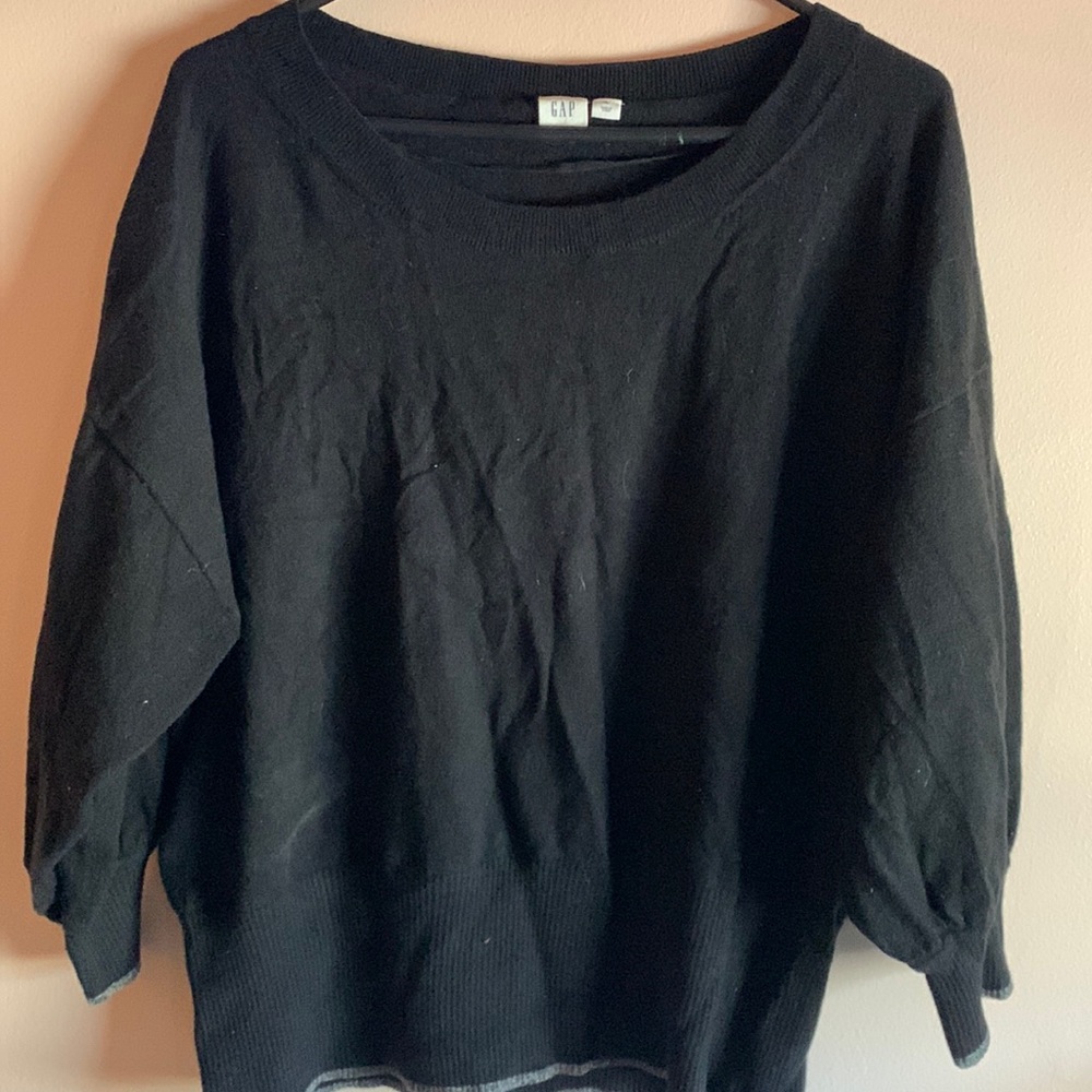 Black sweater with silver piping